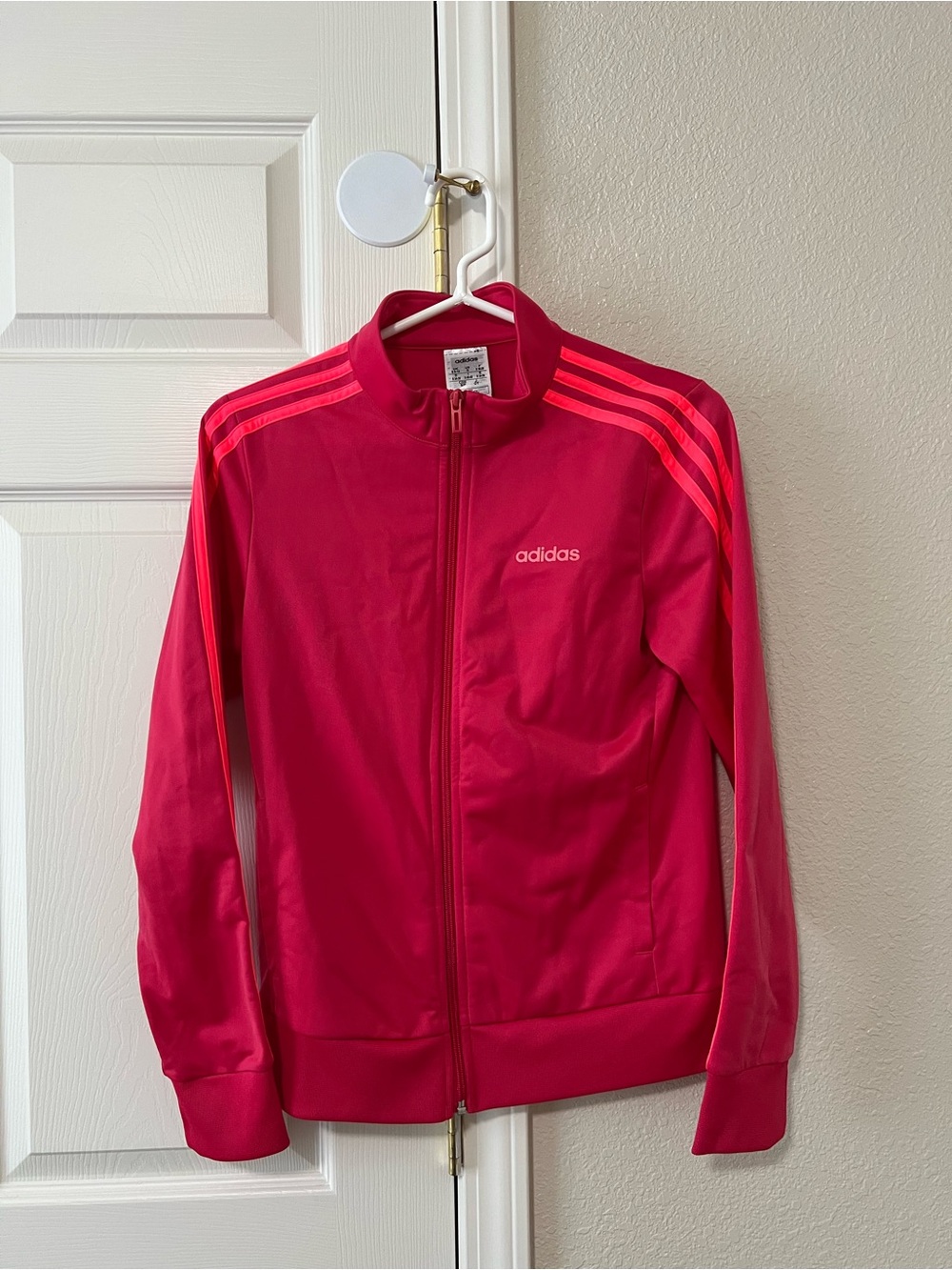 Adidas Hot Pink 3 Stripe Track Jacket Full Zip Activewear Women’s Small